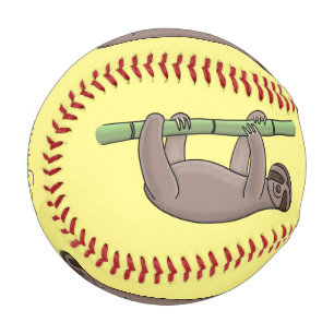 Niedliches Lächeln auf Bambus-Cartoon-Illustration Baseball