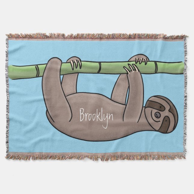 Niedliches Lächeln auf Bambus-Cartoon-Illustration Decke (Vorderseite)