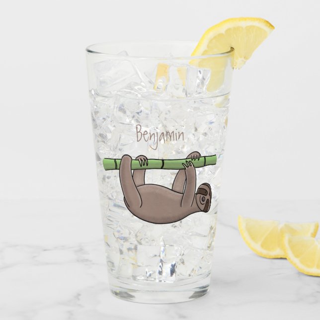 Niedliches Lächeln auf Bambus-Cartoon-Illustration Glas (Rückseite Ice)