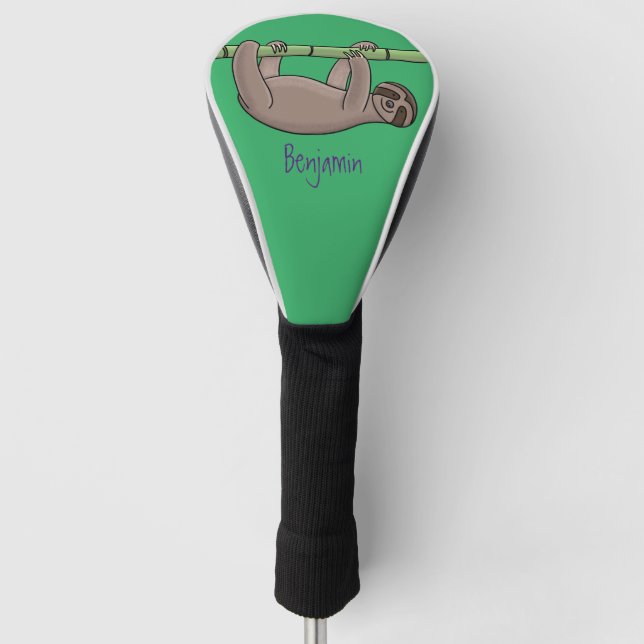 Niedliches Lächeln auf Bambus-Cartoon-Illustration Golf Headcover (Vorderseite)