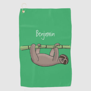 Niedliches Lächeln auf Bambus-Cartoon-Illustration Golfhandtuch