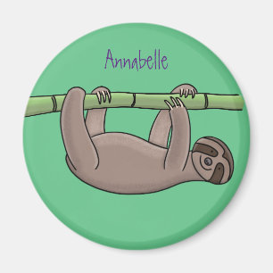 Niedliches Lächeln auf Bambus-Cartoon-Illustration Magnet