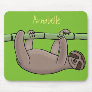 Niedliches Lächeln auf Bambus-Cartoon-Illustration Mousepad