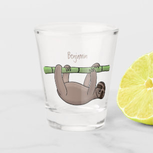 Niedliches Lächeln auf Bambus-Cartoon-Illustration Schnapsglas