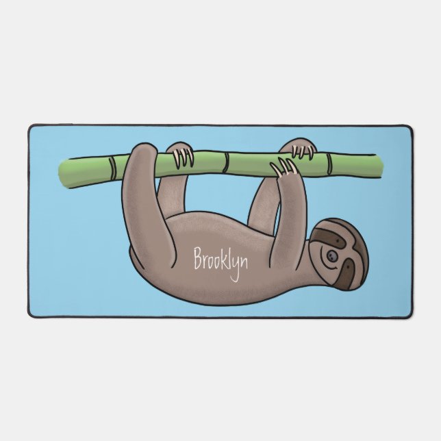 Niedliches Lächeln auf Bambus-Cartoon-Illustration Schreibtischunterlage (Vorderseite)