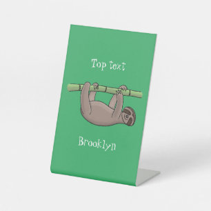 Niedliches Lächeln auf Bambus-Cartoon-Illustration Sockelschild