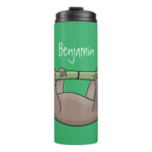 Niedliches Lächeln auf Bambus-Cartoon-Illustration Thermosbecher