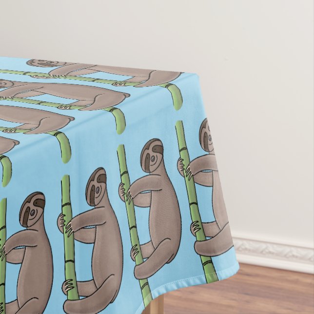Niedliches Lächeln auf Bambus-Cartoon-Illustration Tischdecke (Beispiel)