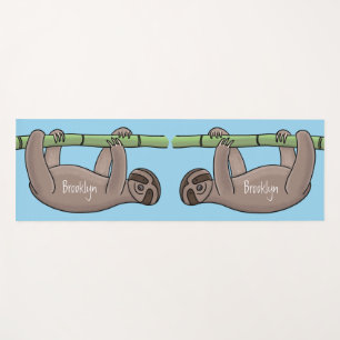 Niedliches Lächeln auf Bambus-Cartoon-Illustration Yogamatte