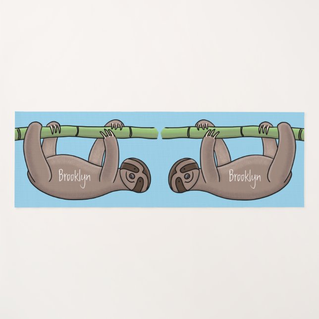 Niedliches Lächeln auf Bambus-Cartoon-Illustration Yogamatte (Vorderseite (Horizontal))