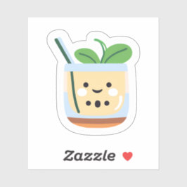 Niedliches Lächeln Boba Tea | Happy Face Adorable  Aufkleber