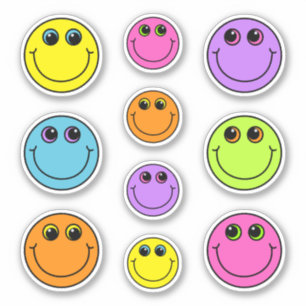 Niedliches Lächeln Emoji Faces farbenfroh Aufkleber