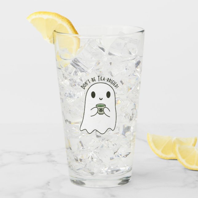 Niedliches Lächeln Ghost & japanisches Tea-Kanji Glas (Vorderseite Ice)