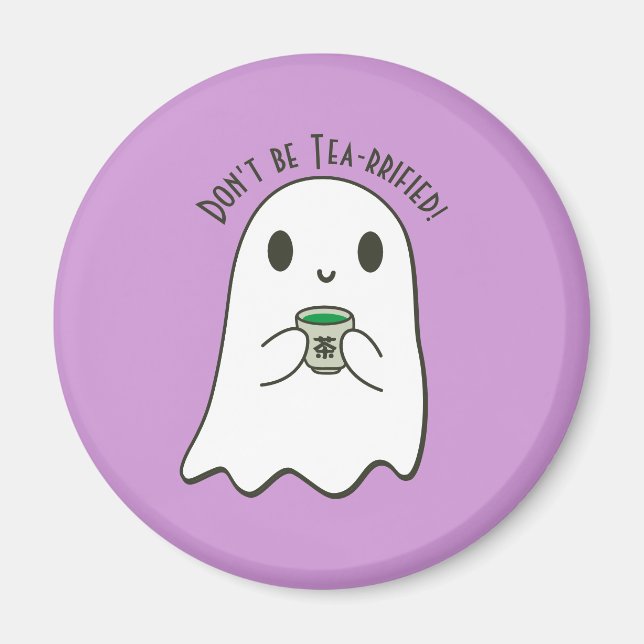 Niedliches Lächeln Ghost & japanisches Tea-Kanji Magnet (Vorne)