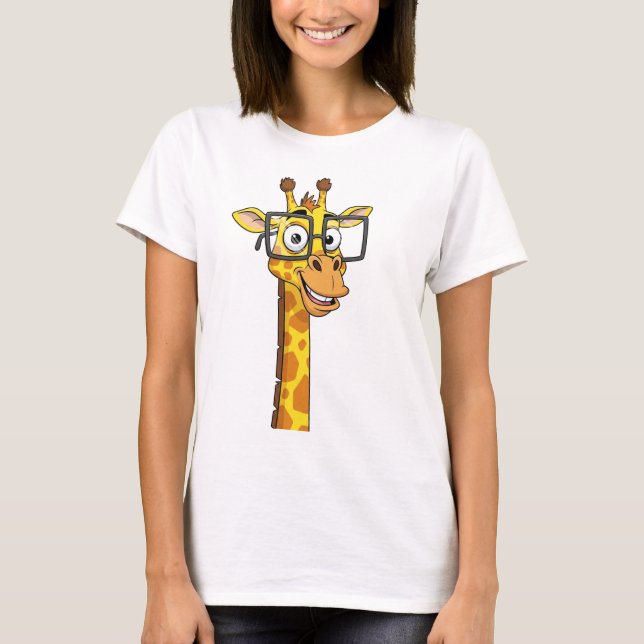 Niedliches Lächeln Giraffe mit Square Glasses T-SI T-Shirt (Vorderseite)