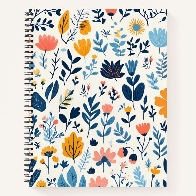 Niedliches Lächeln Kawaii Blume Blumenmuster Notizbuch (Vorderseite)