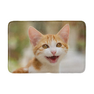 Niedliches Lächeln Kitten Face Funny Cat Meow Foto Badematte