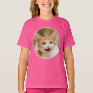Niedliches Lächeln Kitten Face Funny Cat Meow Foto T-Shirt