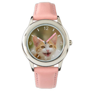 Niedliches Lächeln Kitten Gesicht Funny Cat Meow  Armbanduhr