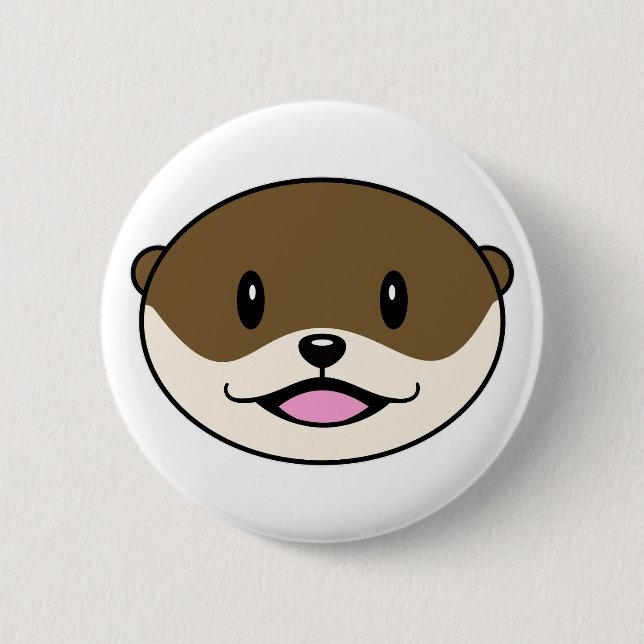 Niedliches Lächeln Otter Button (Vorderseite)