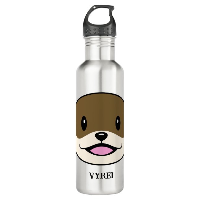 Niedliches Lächeln Otter Edelstahlflasche (Vorderseite)