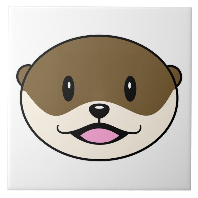 Niedliches Lächeln Otter Fliese (Vorderseite)