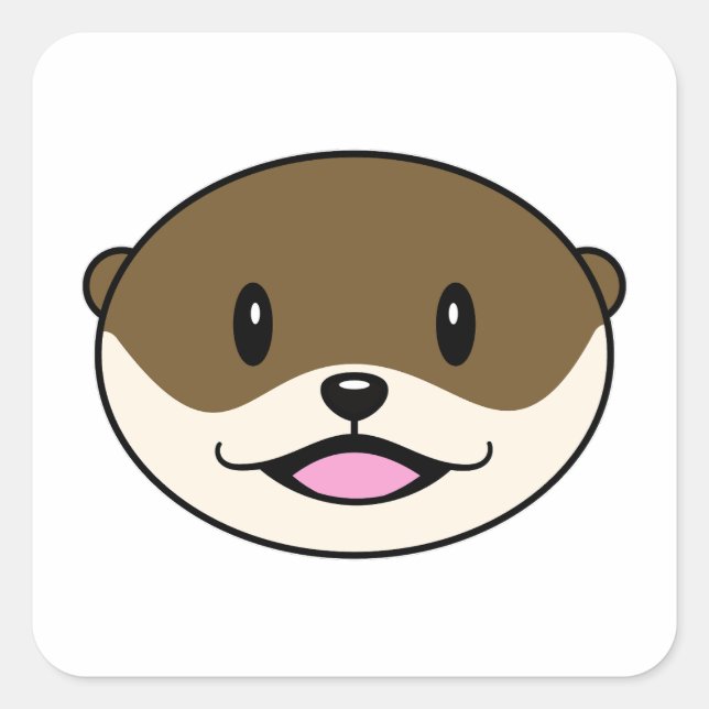 Niedliches Lächeln Otter Quadratischer Aufkleber (Vorderseite)