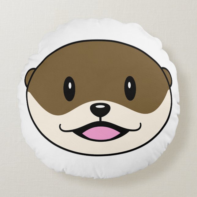 Niedliches Lächeln Otter Rundes Kissen (Vorderseite)