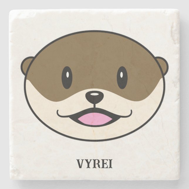 Niedliches Lächeln Otter Steinuntersetzer (Vorderseite)
