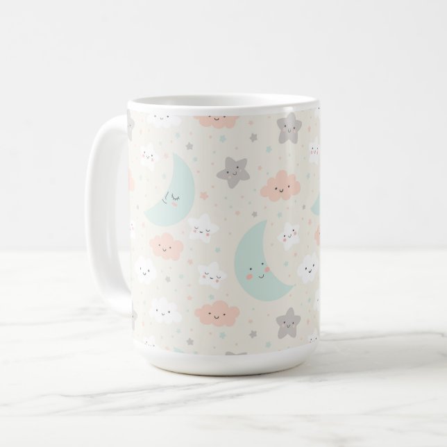Niedliches Lächeln Pastellmuster Kaffeetasse (Vorderseite Links)