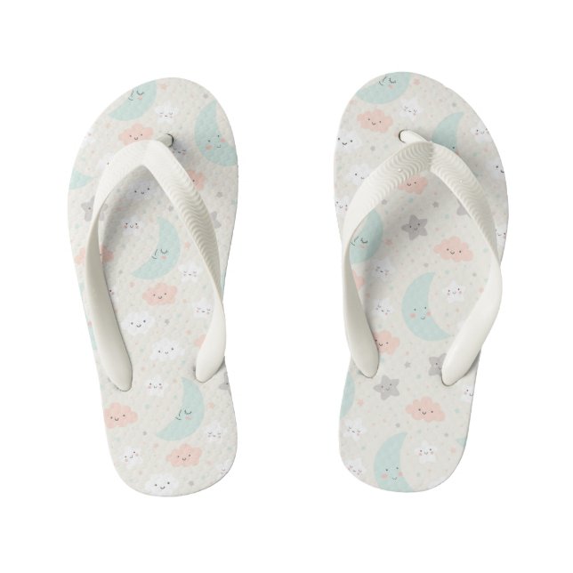 Niedliches Lächeln Pastellmuster Kinderbadesandalen (Fußbett)