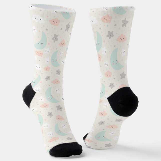 Niedliches Lächeln Pastellmuster Socken (Gewinkelt)