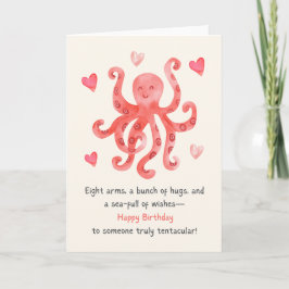 Niedliches Lächeln Roter Oktopus Herzlichen Glückw Karte