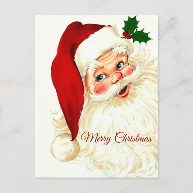 Niedliches Lachen Vintager Santa Postkarte (Vorderseite)