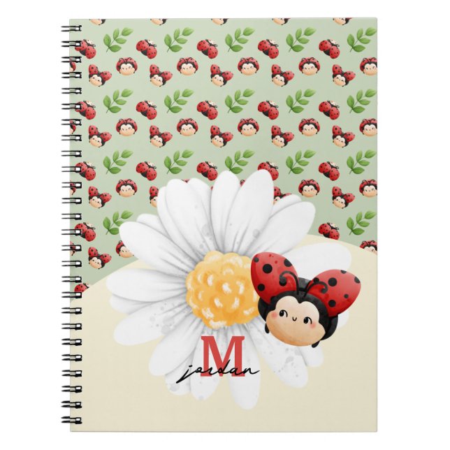 Niedliches LadyBug Pattern Kids-Notebook mit Namen Notizblock (Vorderseite)