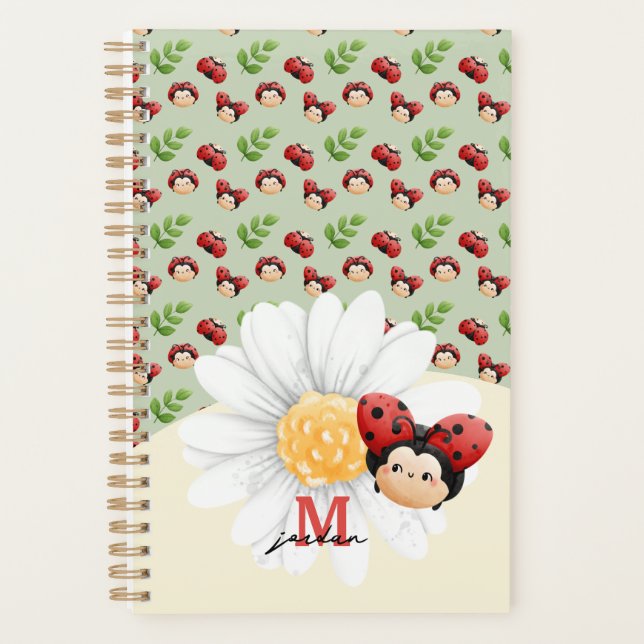 Niedliches LadyBug Pattern Kids-Notebook mit Namen Planer (Vorderseite)