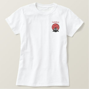 Niedliches Ladybug Stickerei Muster Besticktes T-Shirt