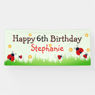 Niedliches Ladybug-Thema Geburtstagsbanner Banner