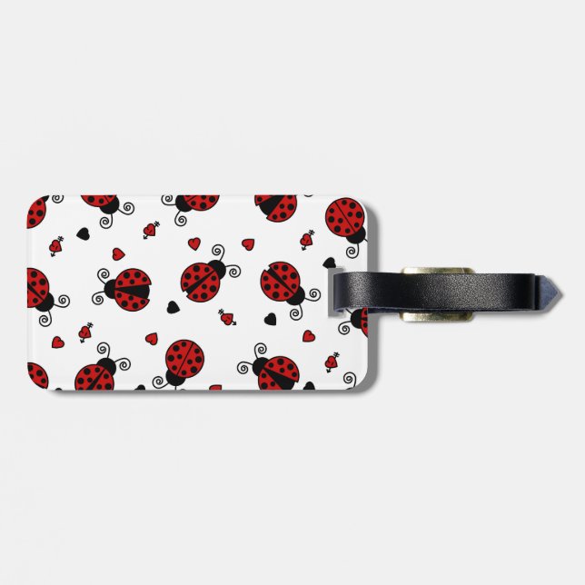 Niedliches Ladybug und Herzmuster Gepäckanhänger (Rückseite horizontal)