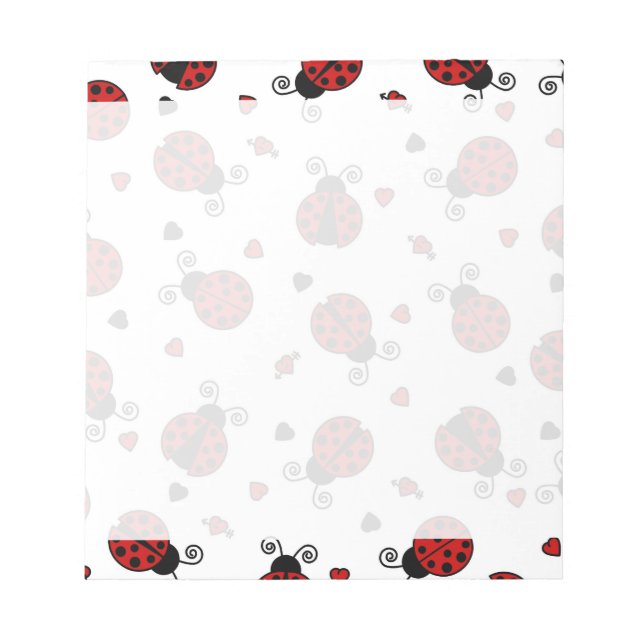 Niedliches Ladybug- und Herzmuster Notizblock (Vorderseite)