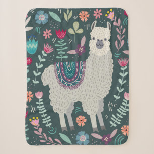Niedliches Lama-Blumenentwurf Sherpadecke