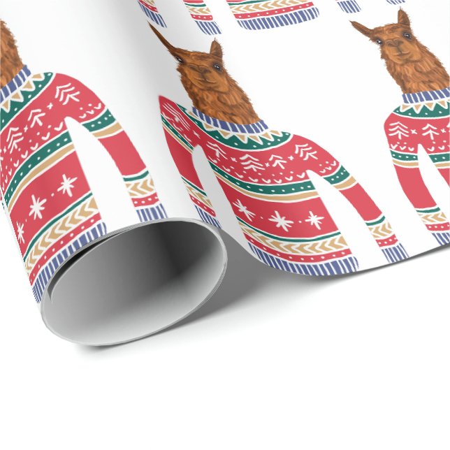 Niedliches Lama, das lustige hässliche Geschenkpapier (Rolleneckpunkt)