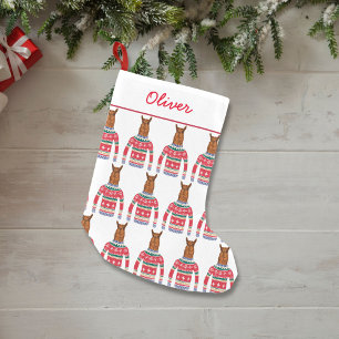Niedliches Lama, das lustige hässliche Kleiner Weihnachtsstrumpf
