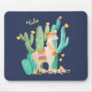 Niedliches Lama in Cactus Garden - Personalisierte Mousepad