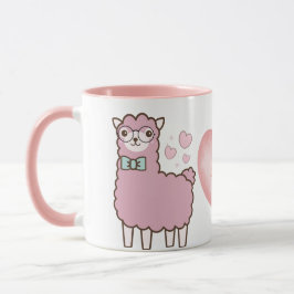 Niedliches Lama mit rosa Herzen, Mädchennahrung Mo Tasse