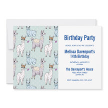 Niedliches Lamatsmuster auf Polka Dots Geburtstag