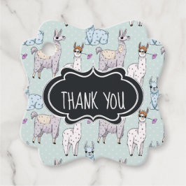 Niedliches Lamatsmuster auf Polka Dots Vielen Dank Geschenkanhänger