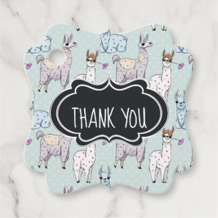 Niedliches Lamatsmuster auf Polka Dots Vielen Dank Geschenkanhänger