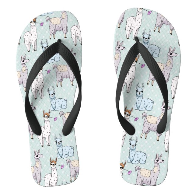 Niedliches Lamatsmuster auf Polka-Punkten Flip Flops (Fußbett)