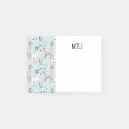 Niedliches Lamatsmuster auf Polka-Punkten Post-it Klebezettel